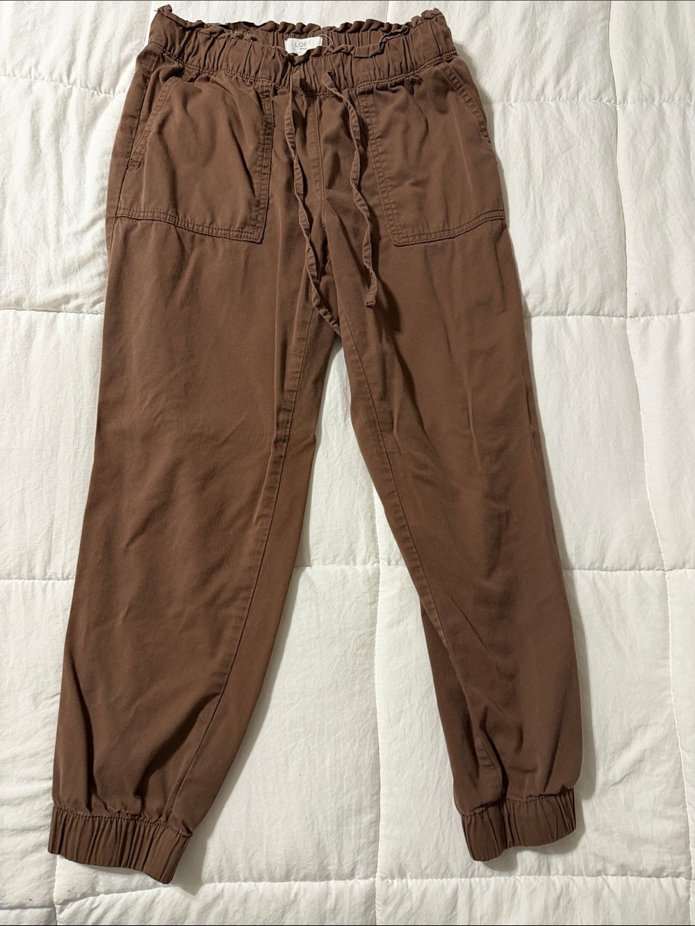 LOFT Brown Drawstring Jogger Pants